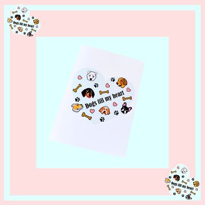 Dogs Fill My Heart Blue Heart A5 Greetings Card