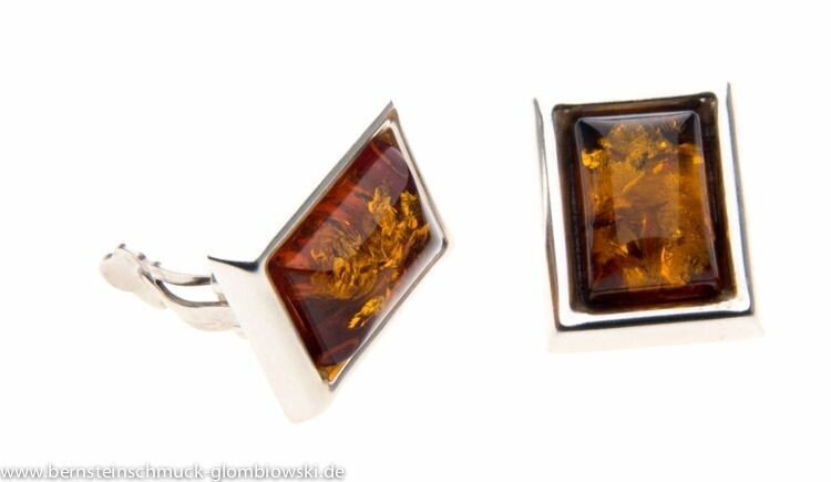 Bernstein Ohrringe Clips mit Silber 925