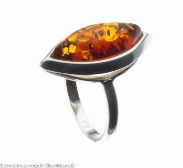 Bernstein Ring mit Silber 925