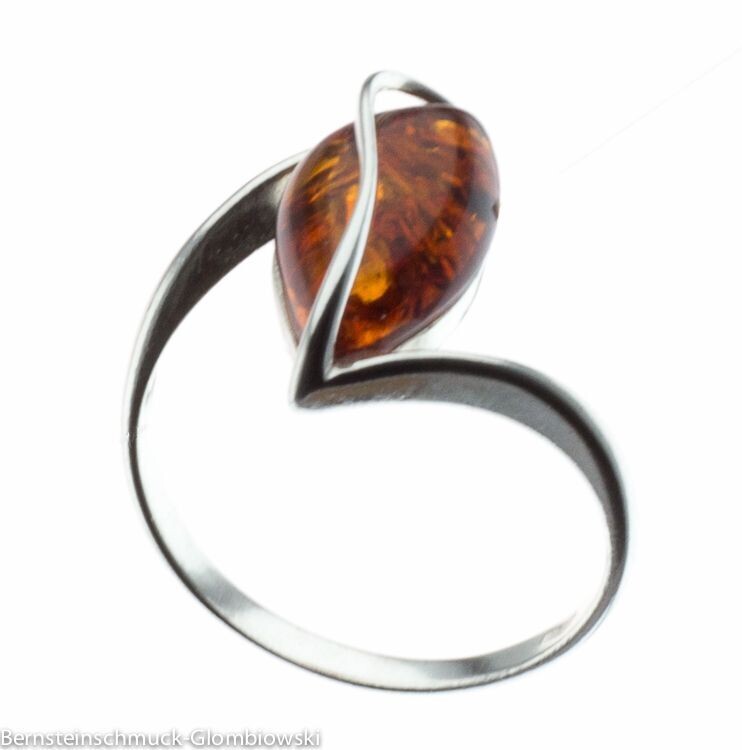 Bernstein Ring mit Silber 925
