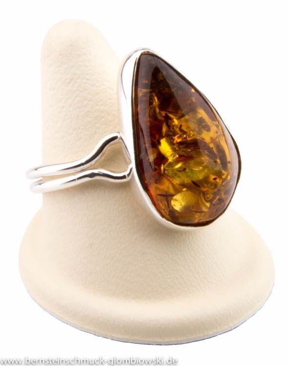 Bernstein Ring mit Silber 925