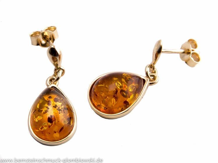 Bernstein Ohrringe Ohrstecker Gold 585