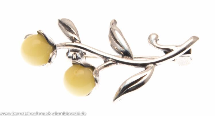 Bernstein Brosche mit Silber 925 Bernstein Brosche mit Silber 925