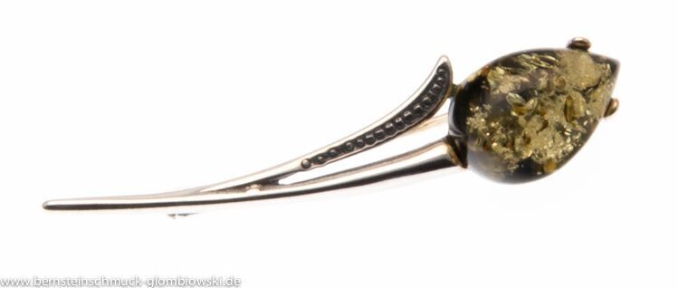 Bernstein Brosche mit Silber 925