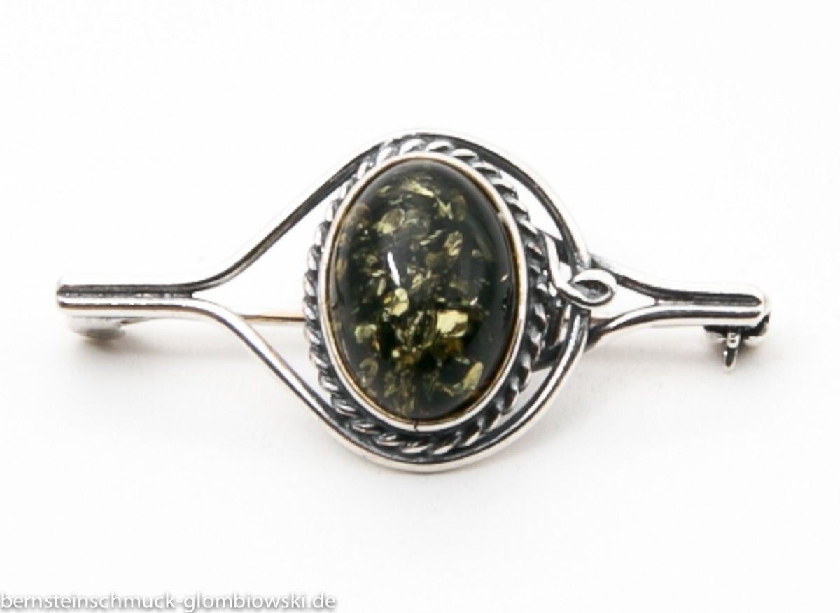 Bernstein Brosche mit Silber 925