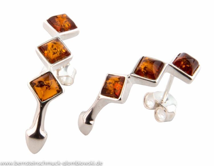 Bernstein Ohrringe Ohrstecker mit Silber 925.