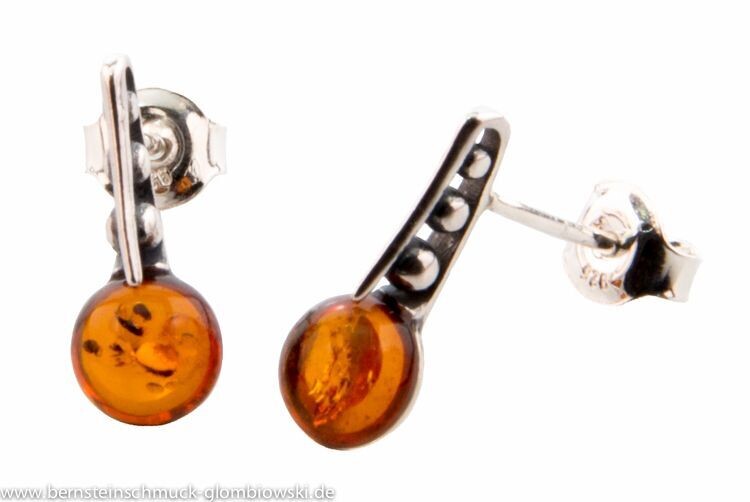 Bernstein Ohrringe Ohrstecker mit Silber 925.