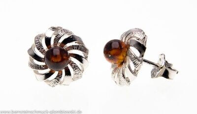 Bernstein Ohrringe Ohrstecker mit Silber 925.