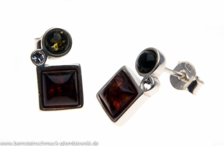 Bernstein Ohrringe Ohrstecker mit Silber 925.