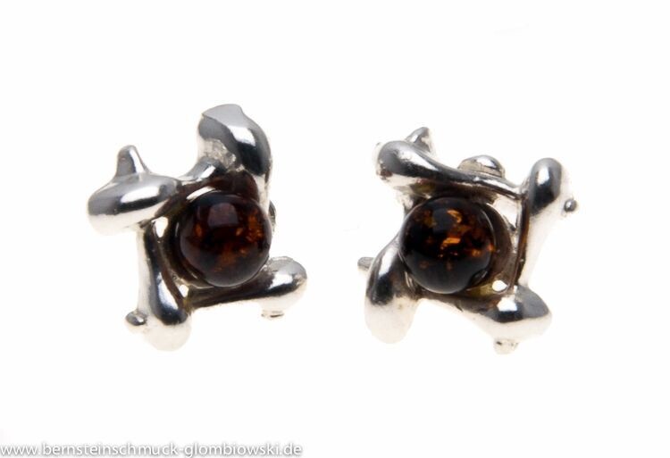 Bernstein Ohrringe Ohrstecker mit Silber 925.