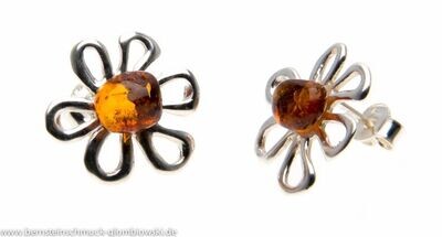 Bernstein Ohrringe Ohrstecker mit Silber 925.