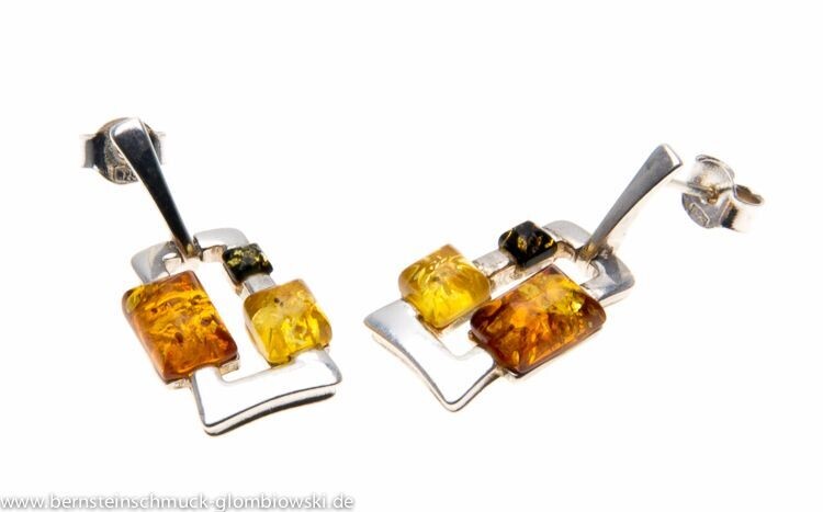 Bernstein Ohrringe Ohrstecker mit Silber 925.