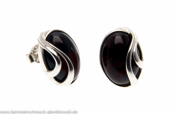 Bernstein Ohrringe Ohrstecker mit Silber 925.