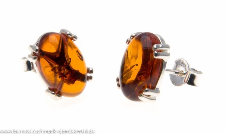 Bernstein Ohrringe Ohrstecker mit Silber 925.