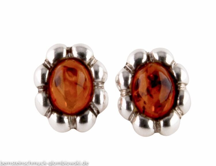 Bernstein Ohrringe Ohrstecker mit Silber 925.