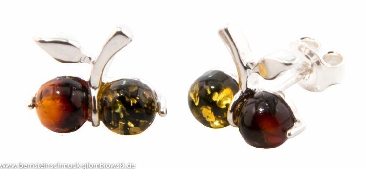 Bernstein Ohrringe Ohrstecker mit Silber 925.