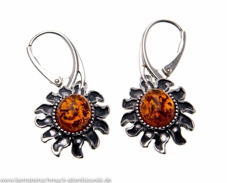 Bernstein Ohrringe Ohrhänger mit Silber 925.