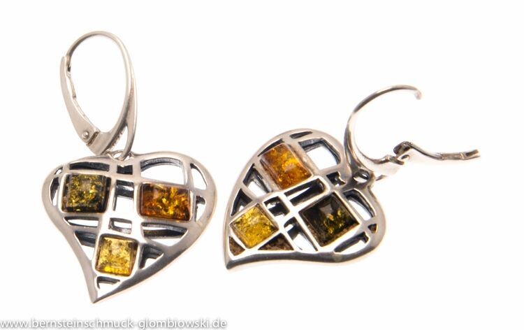 Bernstein Ohrringe Ohrhänger mit Silber 925.