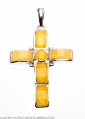 Bernstein Kreuz Anhänger mit Silber 925