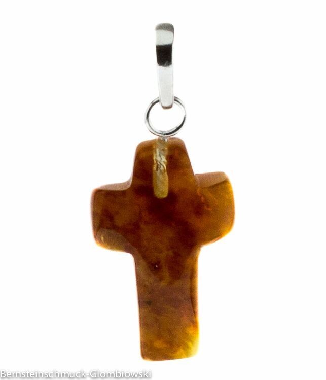Bernstein Kreuz Anhänger mit Silber 925