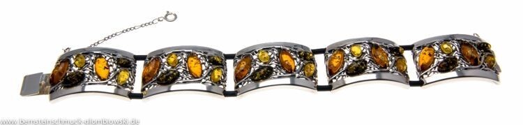 Bernstein Armband mit Silber 925 und Kautschukband