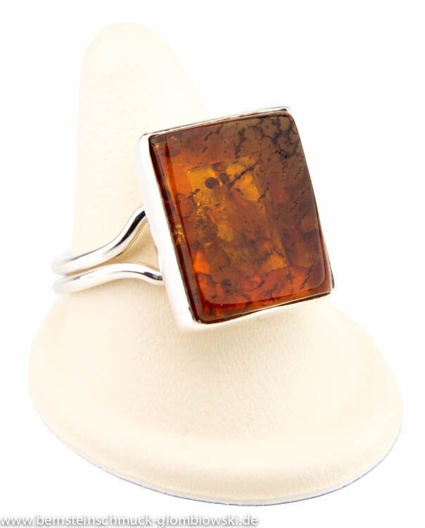 Bernstein Ring mit Silber 925