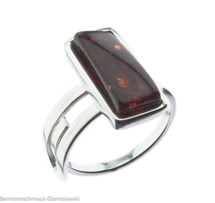 Bernstein Ring mit Silber 925