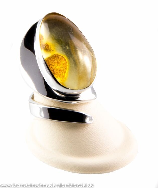 Bernstein Ring mit Silber 925