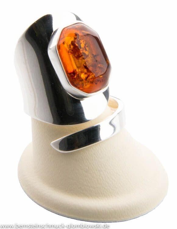 Bernstein Ring mit Silber 925