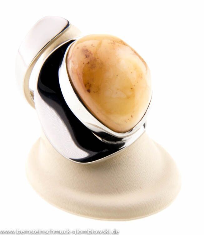 Bernstein Ring mit Silber 925