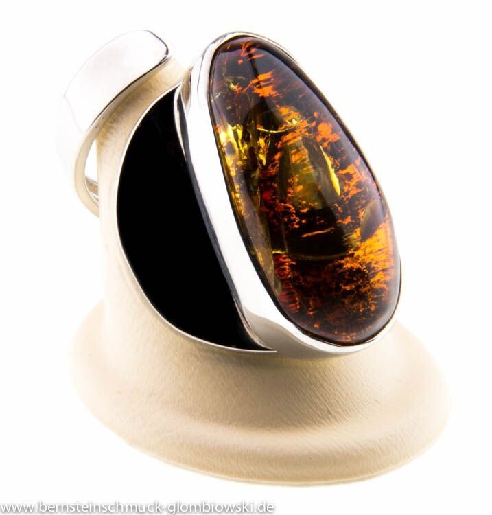 Bernstein Ring mit Silber 925