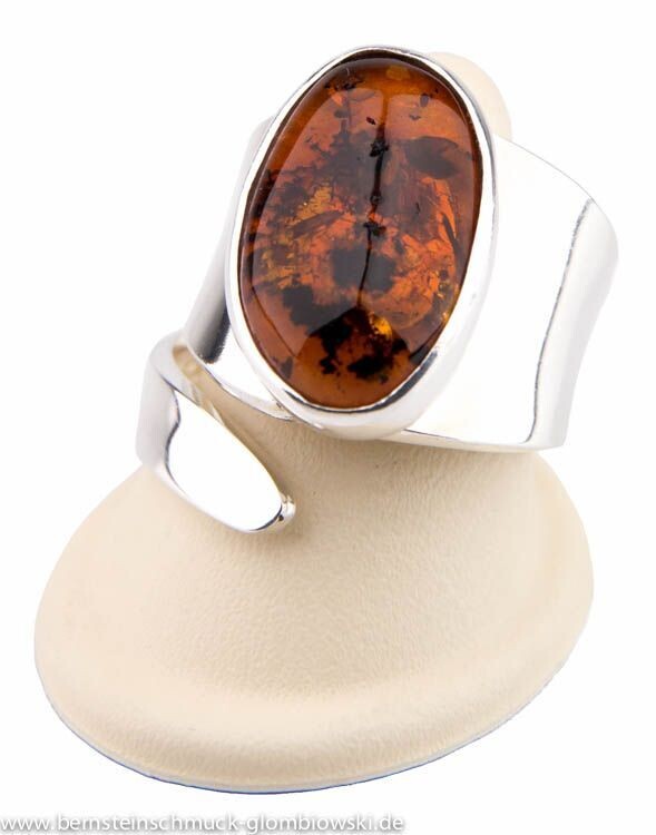 Bernstein Ring mit Silber 925