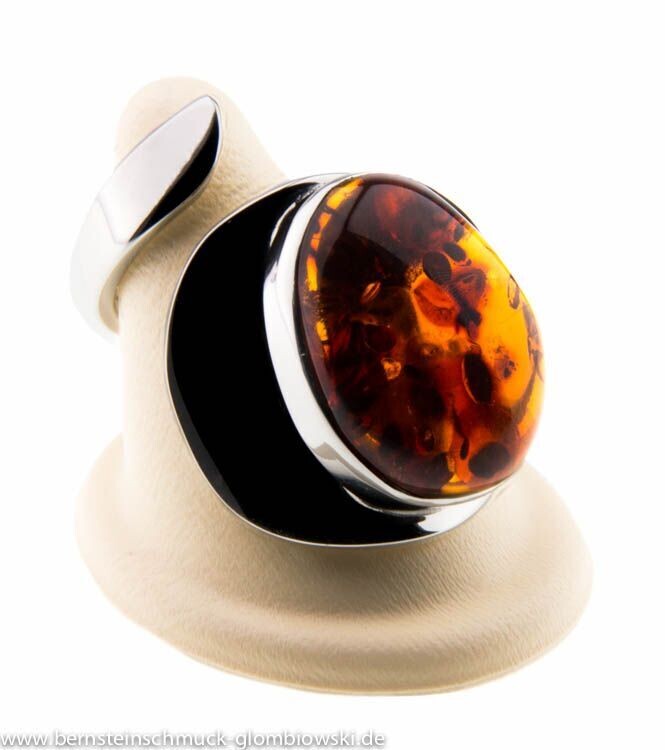 Bernstein Ring mit Silber 925