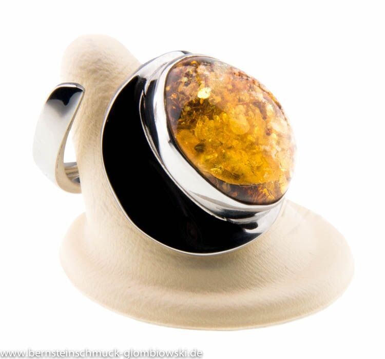 Bernstein Ring mit Silber 925