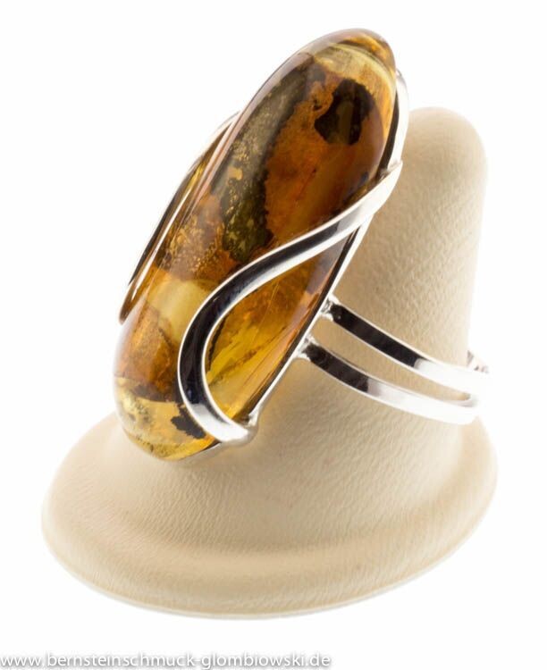 Bernstein Ring mit Silber 925