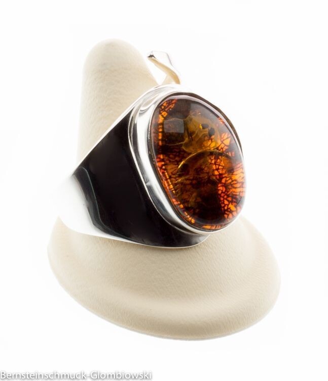 Bernstein Ring mit Silber 925
