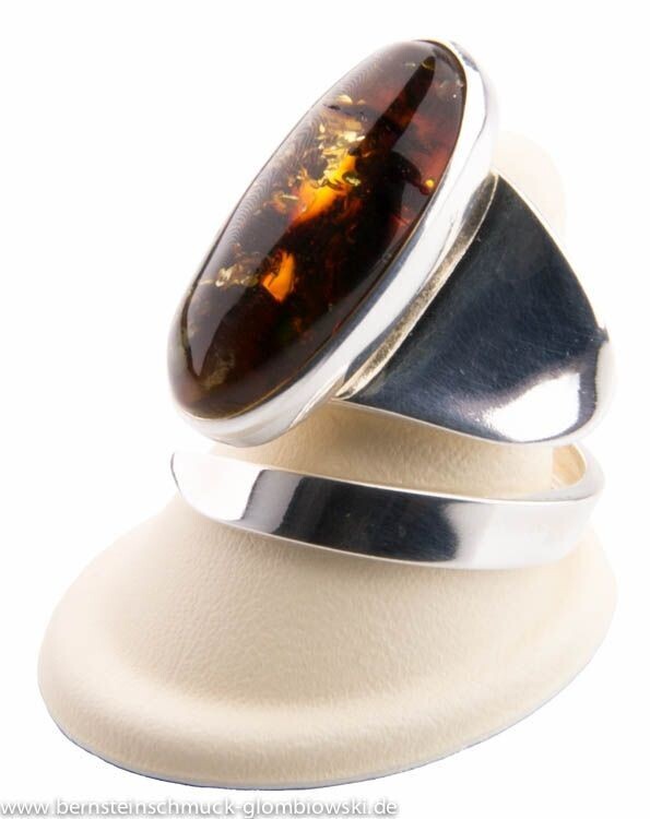 Bernstein Ring mit Silber 925