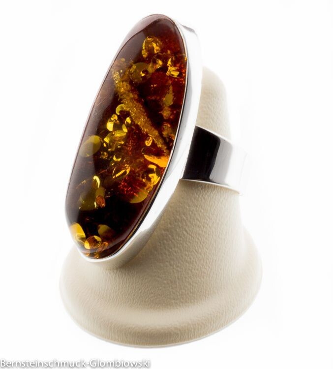 Bernstein Ring mit Silber 925