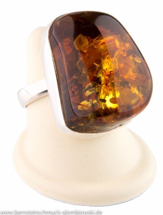 Bernstein Ring mit Silber 925
