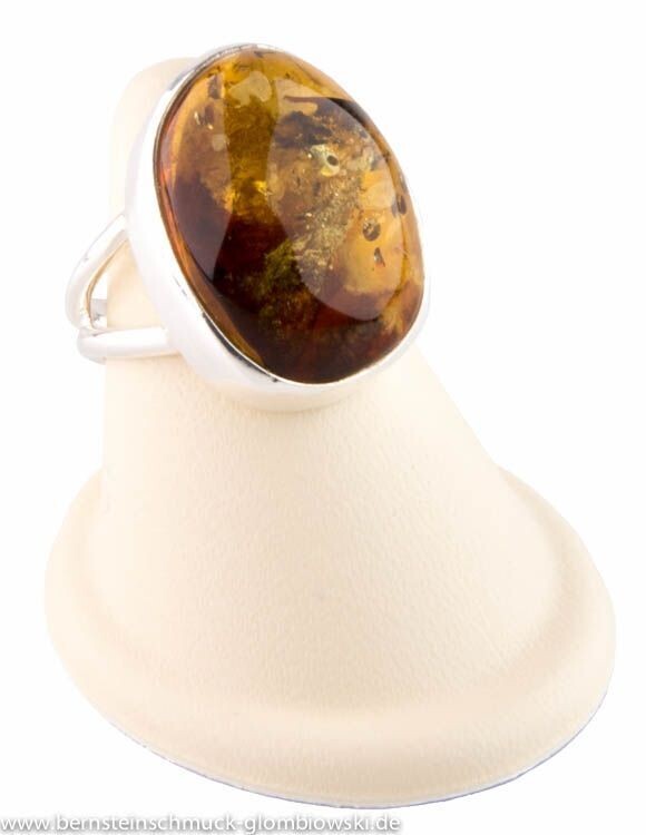 Bernstein Ring mit Silber 925
