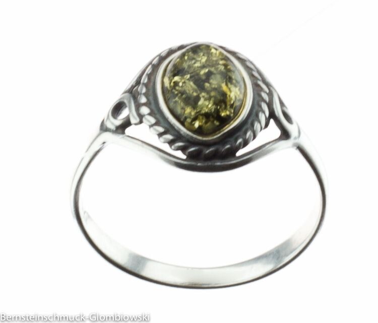 Bernstein Ring mit Silber 925