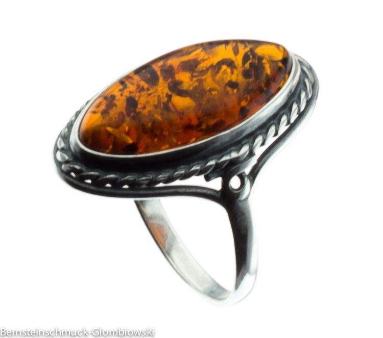 Bernstein Ring mit Silber 925