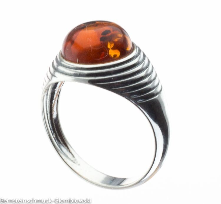 Bernstein Ring mit Silber 925