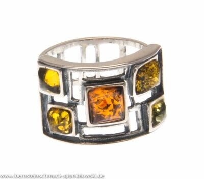Bernstein Ring mit Silber 925