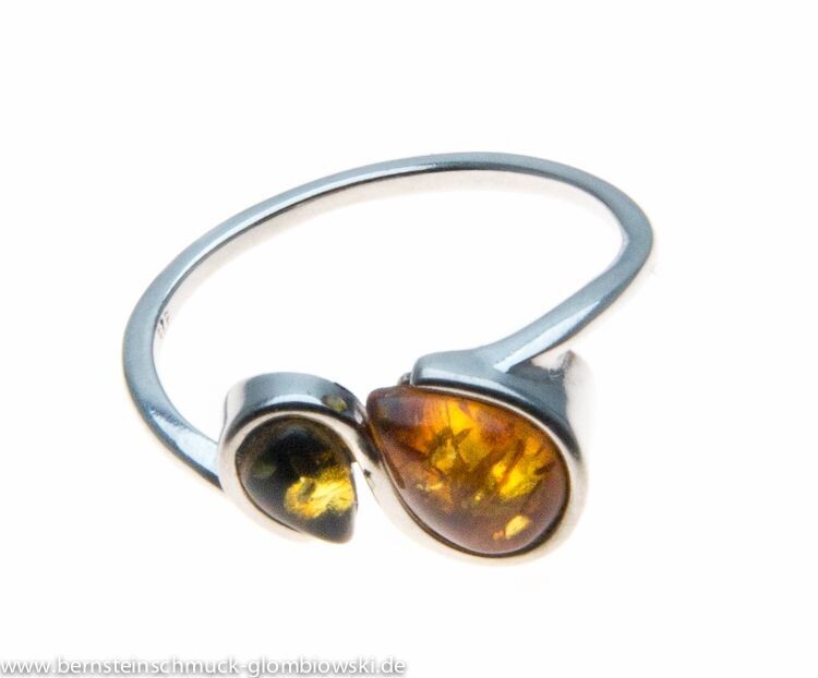 Bernstein Ring mit Silber 925