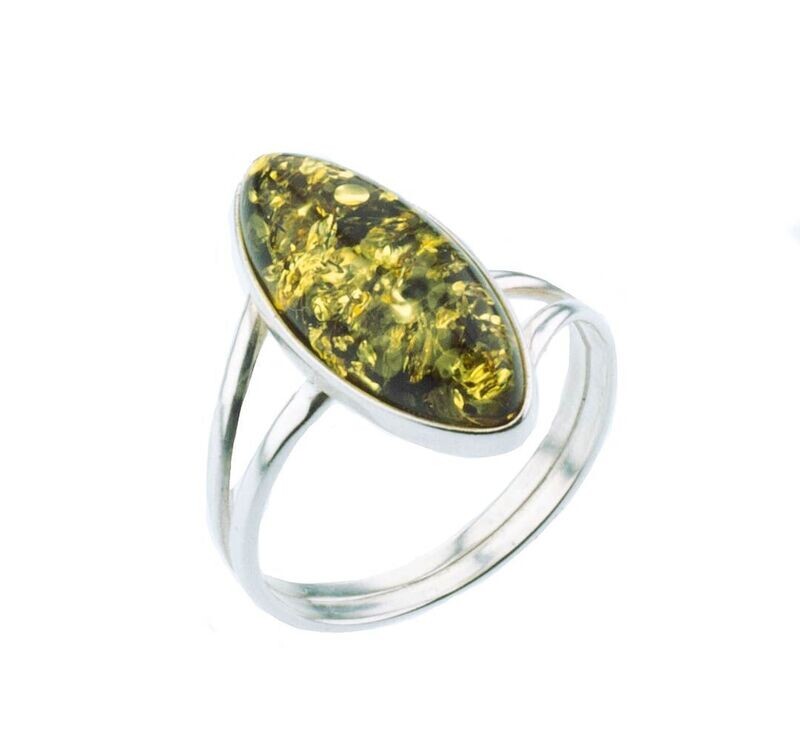 Bernstein Ring mit Silber 925