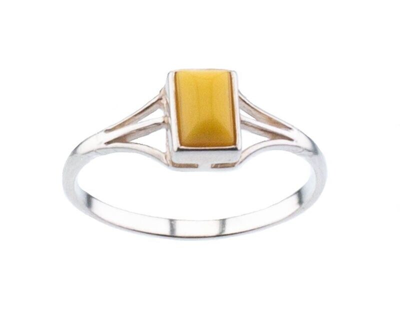 Bernstein Ring mit Silber 925