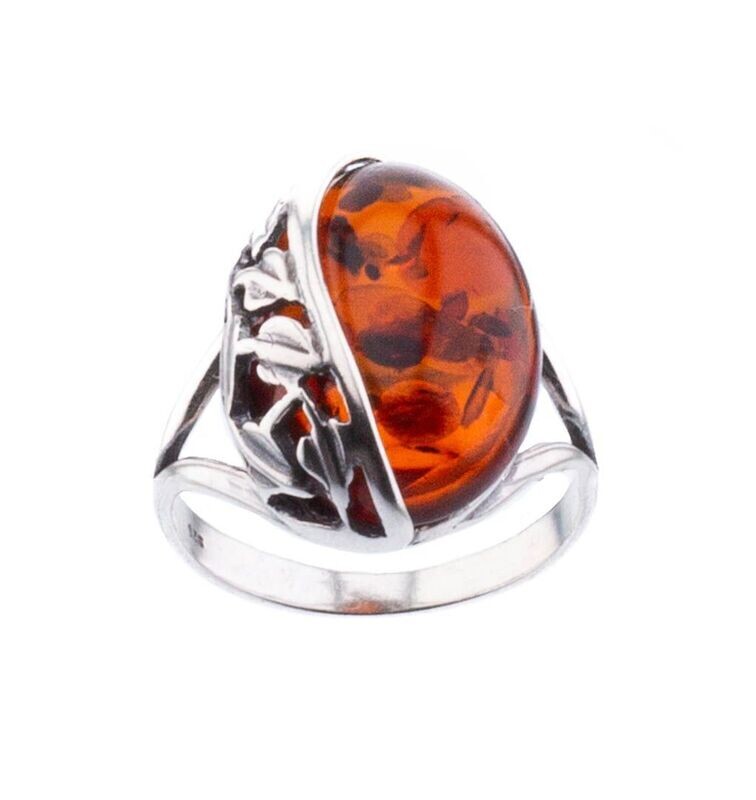 Bernstein Ring mit Silber 925