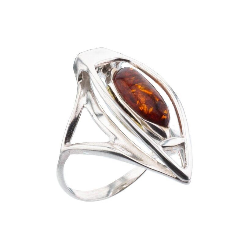 Bernstein Ring mit Silber 925