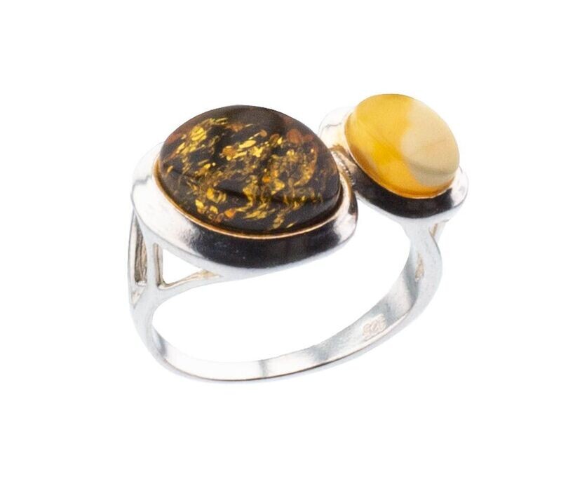 Bernstein Ring mit Silber 925